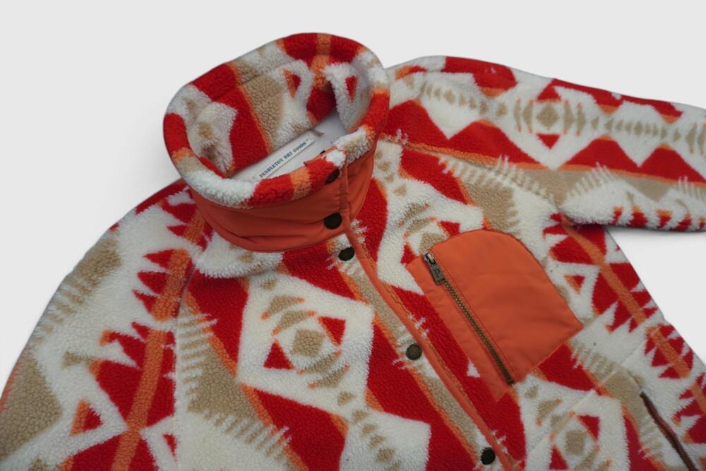 Vintage Pendleton Fleece Jacket Womens Large Red Southwestern Snap Aztec Pockets
